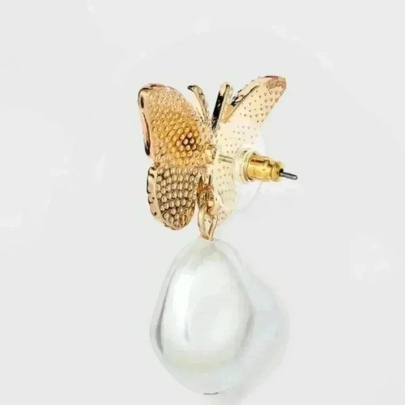 Sugarfix By BaubleBar Gold and White Butterfly Pearl Earrings - Picture 3 of 3